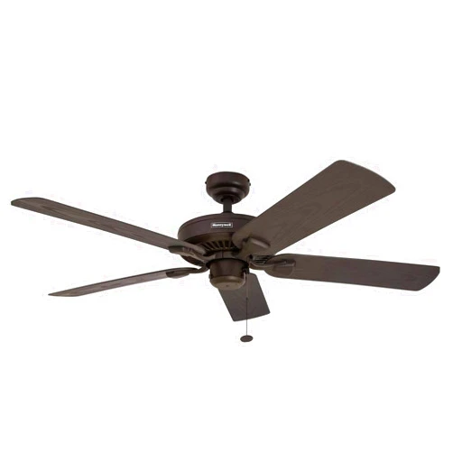 Honeywell Ceiling Fans Belmar 52 Inch Ceiling Fan Without Light, Outdoor Ceiling Fan with Pull Chain, Tri-Mount Traditional 5 Blade Design, ETL Wet Rated, Bronze (50199-01)