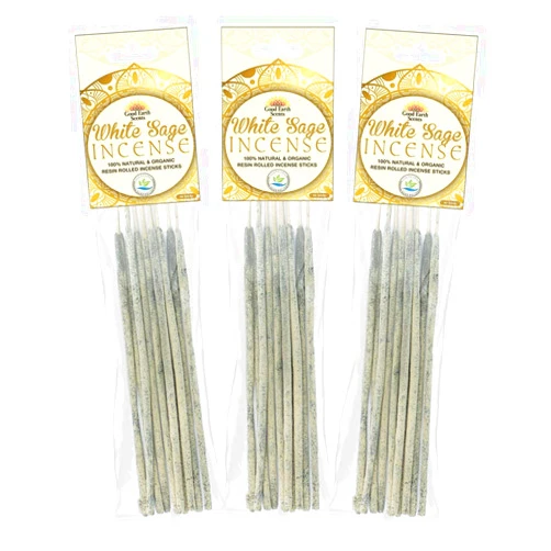Dhupa - White Sage 100% Natural & Organic Resin Rolled Incense Sticks (10 Sticks in a Pack) - Set of 3 Packs