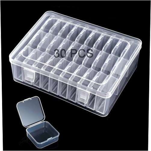 Beyoslf Small Bead Organizer Box, 30PCS Small Clear Plastic Bead Storage Containers Mini Transparent Box Bead Storage Case with Hinged Lid for Collecting Beads Jewelry Crafts Nail Small Items