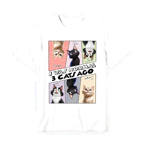 Handmade Personalized I Was Normal 3 Cats Ago Shirt - Custom Shirt For Cat Lovers Cat Mom Cat Dad Friends On Birthday