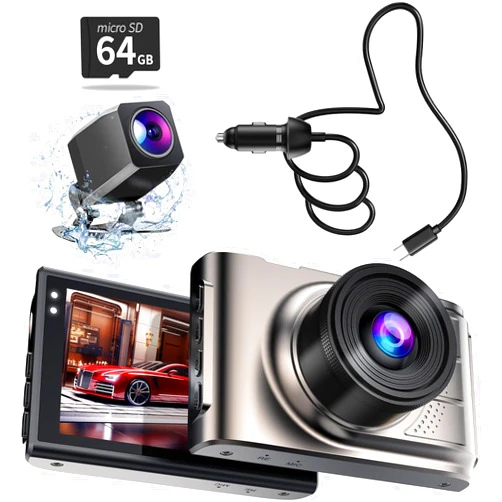 ADDPET Dash Cam Front and Rear, 2K Dual Dash Camera with APP Control, IR Night Vision, G-Sensor, 24H Parking, Loop Recording, Free 64GB Card, Support Max 256 GB