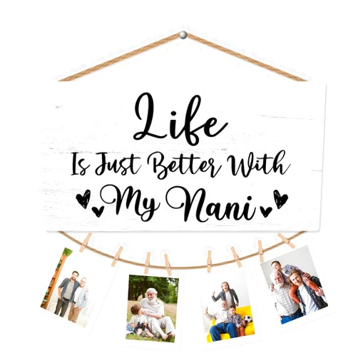 CGBHW Nani Gifts Picture Frame Photo Holder for Wall, Birthday Gifts for Nana Grandma, Thank You Grandmother Nanny Gift from Grandchildren Grandkids Hanging Photo Display