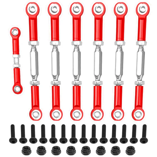 Vgoohobby Aluminum Adjustable Turnbuckles Rod Camber Links Steering Linkage Pull Rod Tie Rod Compatible with Traxxas 1/10 Slash 2WD RC Truck (Red)
