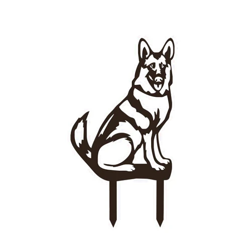 YO-yiHHG Garden Dog Statue Ornament, Metal German Shepherd Garden Stake Outdoor Black Dog Silhouette for Garden, Yard, Lawn (B Small)