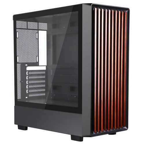 T.F.SKYWINDINTL D1 Tempered Glass PC Case Meshify - Walnut Wood Front - Mesh and Glass Side Panel - Can Build in Up to 12 ARGB PWM Fans - High Airflow Mid Tower PC Gaming Case for ATX/mATX/ITX Motherboards Black