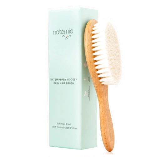 Natemia Baby Hair Brush - Soft Bristle Hair Brush Baby, Baby Registry Gift, Soft Baby Brush, Toddler Hair Brush for Boys & Girls, Newborn Baby Essentials, Newborn Hair Brush, Baby Wooden Brush