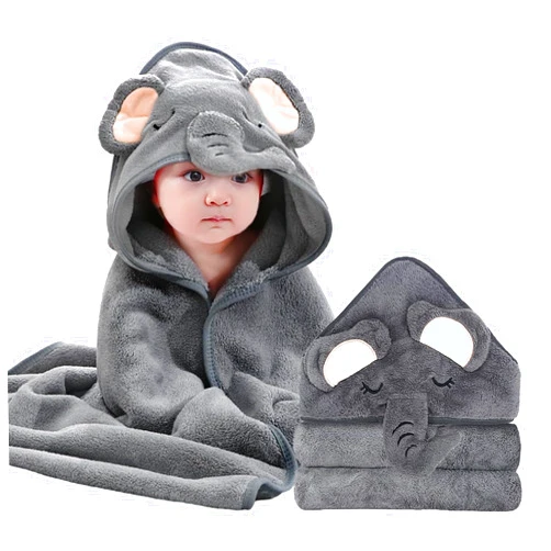 ROXANEPIG Hooded Baby Towels - Premium Ultra Soft Organic Baby Bath Towel – Absorbent and Hypoallergenic Towels for Baby Boy Girl, Toddler, Newborn Essentials (1 Pack Elephant)