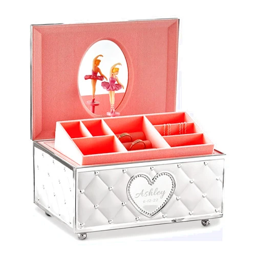 Lenox Personalized Childhood Memories Ballerina Jewelry Box, Custom Engraved Musical Jewelry Organizer, My First Jewelry Box for Kids, Children, Little Girls