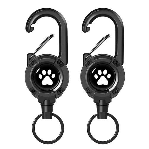 TANOSII Dog Paw Print Retractable Badge Holder Retractable ID Badge Reels with Keychain，Badge Clip and Retractable Rope for Doctor Nurse Office Staff Circle 2 Packs