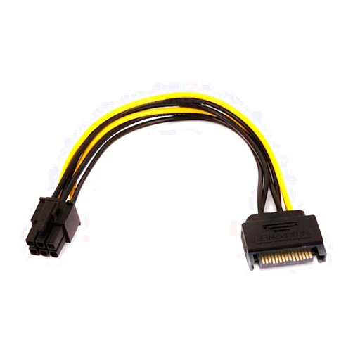 Monoprice SATA Cable - 0.67 Feet - Black | SATA 15pin to 6pin PCI Express Card Power Cable