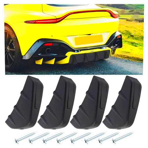 Stacool 4PCS Car Rear Bumper Diffuser,Anti-Crash Shark Fin Rear Spoiler for Car Decoration,Universal Car Spoiler with Screw Perforated Mounting on Car Rear Bumper Lip Fit Cars,SUVs (Black)