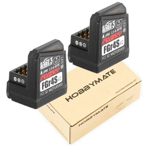 HOBBYMATE Flysky FGr4s V2 Receiver for Noble NB4 and Noble Pro Rc Transmitter, 2.4G 4 Channel Flysky Rc Car Receiver AFHDS 3 - Pack of 2