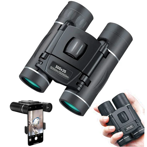 Jivcok 300x25 Binoculars for Adults and Kids, High Powered Mini Pocket Binoculars with Phone Adapter, Waterproof Compact Binoculars for Bird Watching, Hunting, Concert, Theater, Opera, Traveling, Sightseeing