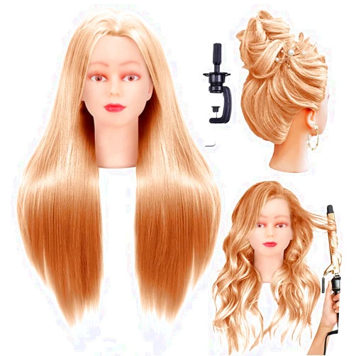 CZFY Cosmetology Mannequin Head with Synthetic Hair and Adjustable Stand 26-28