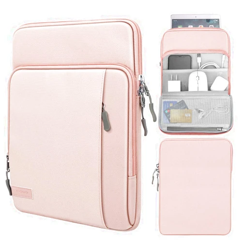 MoKo 9-11 Inch Tablet Sleeve Bag Carrying Case with Storage Pockets Fits New 11-inch iPad Pro M4/iPad Air M2 2024, iPad Air 5/4 10.9, iPad Pro 11, iPad 10/9/8th 10.9/10.2, Tab S8/S9 11, Pink
