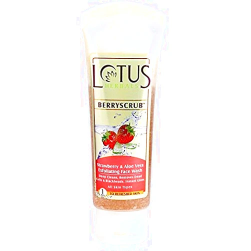 Lotus Moon Lotus Herbals Berry Scrub Strawberry & Aloe Vera Exfoliating Face Wash
