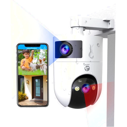 JOOAN 5G Security Camera, Dual 2K PTZ Outdoor Camera Wireless, 2024 Upgrade Dual Lens Linkage, 360° Cameras for Home Security 2 Way Audio IP65 Waterproof Motion Detection Auto Tracking Alert