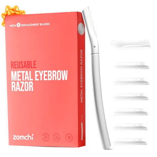 ZOMCHI Eyebrow Razor, Face Razors for Women&Men, Eyebrow Trimmer Shaper with Precision Cover, Facial Shaver with 6 Blades (Sliver)