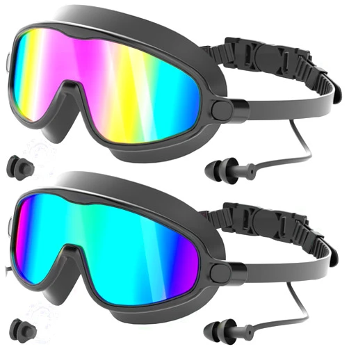 COOLOO Swim Goggles 2 Pack, Wide View No Leaking Swimming Goggles, Anti-fog & Anti-UV Adult Swim Goggles for Men Women Youth