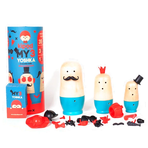 kipod- My 3 Yoshka Characters- Wooden Nesting Doll Craft Kit- Assemble & Decorate Matryoshka Style Toys- Creative Craft Set for Ages 3+- Montessori Inspired Activity