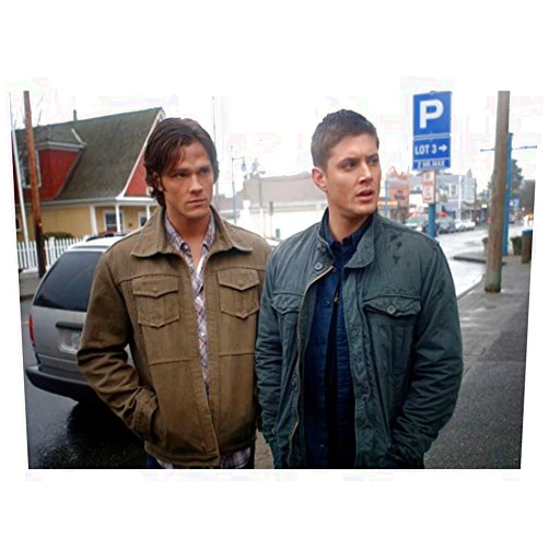 Supernatural Jared Padalecki as Sam and Jensen Ackles as Dean with hands in pockets 8 x 10 Inch Photo