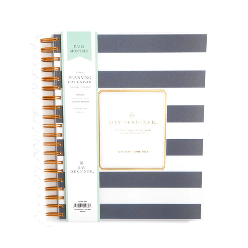 Blue Sky Day Designer for 2024-2025 Academic Year Daily and Monthly Planner, 8' x 10', Frosted Cover, Wirebound, Black Stripe (137885-A25)