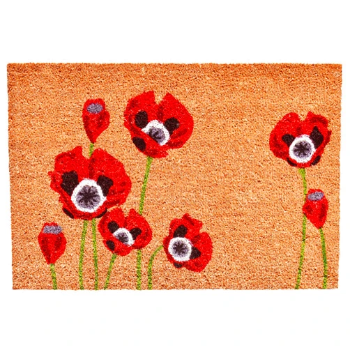 Calloway Mills Red Poppies Front Indoor Outdoor Doormat, Heavy Duty Natural Coir Outside Floor mat for Entryway and Patio, 17