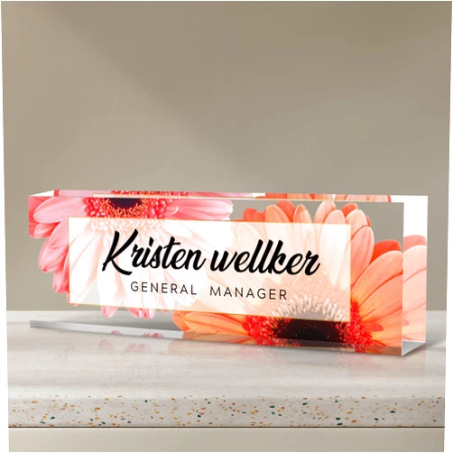 Custom Personalized Office Name Plate for Desk, Custom Employee Appreciation Gifts, Acrylic Desk Name Plate Funny, Desk Decorations Gift, Acrylic Desk Ornaments (Style-Daisy)