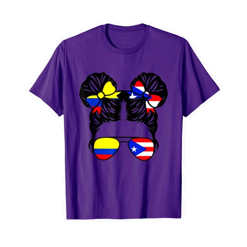 Proud Puerto Rico Colombia Roots Birthday Gifts Half Colombian Half Puerto Rican Girl Colombia Kids Heritage T-Shirt