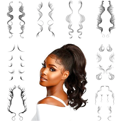Onpep 8 Styles Baby Hair Tattoo Stickers 8 Pairs Temporary Bangs Tattoos Edges DIY Hairstyling Tattooing Template Curly Hair Stickers Waterproof Lasting Makeup Tool for Women