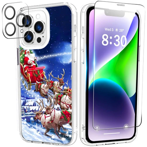 bicol Christmas Phone Case for iPhone 11 Pro with Screen Protector and Camera Lens Protector - Clear Acrylic Shockproof Protective Cover 5.8