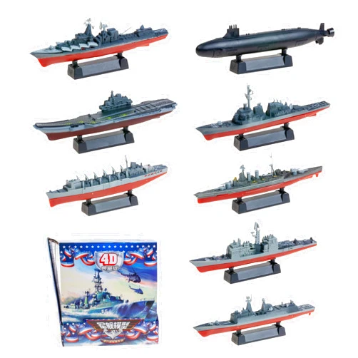 INGWETECH 8 Pcs Warship Model Set - Battleship, Aircraft Carrier, Submarine, Cruiser & Aegis Destroyer - DIY Assembly and Painting Kit for Collectors & Hobbyists