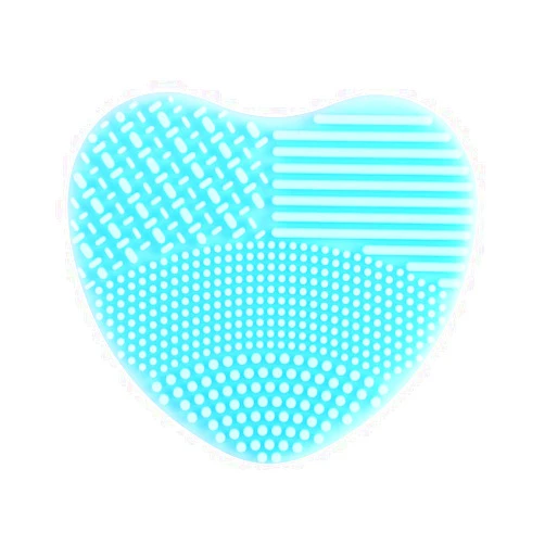 Sonew Makeup Brush Cleansing Brush Cleaner,Soft Silicone Washing Scrubber,Heart shaped Scrub for Cosmetic Makeup Brush Cleaning Mat Blue