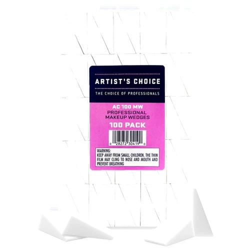 Artist's Choice Makeup Sponge Mini Applicator Wedges, Triangle Cosmetic Sponges For Foundation, Blush, Eye Shadow, Blending and Smoothing, Disposable, Latex Free, 100 Pack