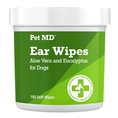 Pet MD - Dog Ear Cleaner Wipes - Otic Cleanser for Dogs to Stop Ear Itching, and Infections with Aloe and Eucalyptus - 100 Count