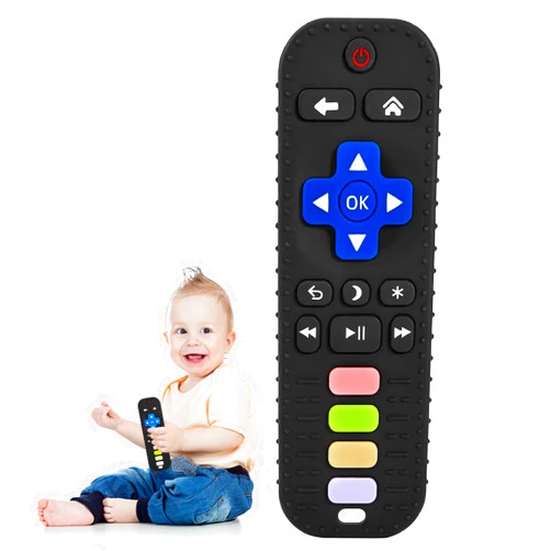 Avkast Teething Toys for Baby 3 6 12 18 Months, TV Remote Control Shaped Baby Teether Toys, Baby Chew Toys, Food Grade Silicone Teething Toys for Infants, BPA Free, for Baby Gum Relief