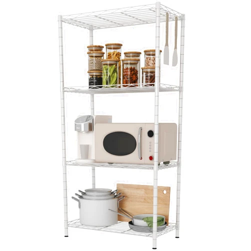 HOMEFORT 4-Shelving Unit, Adjustable Wire Shelving, Metal Wire Shelf with Shelf Liners and Hooks for Kitchen, Closet,Bathroom, Laundry, White,21
