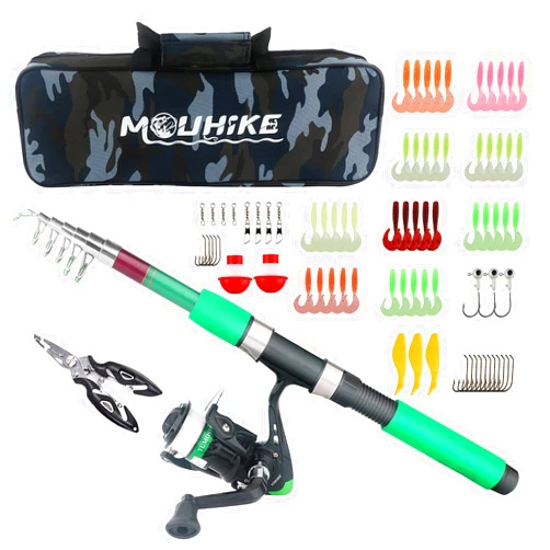 Mouhike Telescopic Fishing Pole Reel Combo Ultralight Fishing Rod Spinning Reel with Tackle Bag All-in-One Fishing Accessories Fishing Gear Gifts Kit for Kids Adults Youth Beginner Saltwater Freshwater