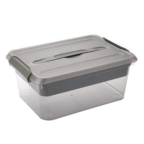 BTSKY Stack & Carry Box, Clear Plastic Storage Container Stackable Home Utility Box with Removable Tray Multi-Purpose Storage Bin for Organizing Stationery, Sewing, Art Craft Supplies (Black)