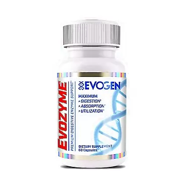 Evogen Evozyme | Premium Digestive Enzyme Support, Protease, Lactase, High Potency, Recovery, Maximum Food Breakdown for Athletes, Bodybuilders, Men, & Women| 60 Servings