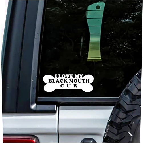 TC United Design Dog Bone I Love My Black Mouth Cur Vinyl Decal Sticker Bumper Window Gift Laptop Accessories