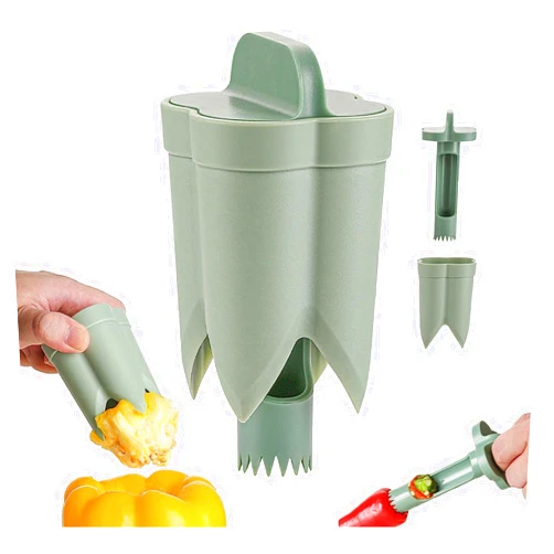 FAMMOM Pepper Corer, 2 in 1 Bell Peppers Seed Core Remover, Fruit & Vegetable Quick Corer and Cave Tools, Jalapeno Green Pepper Corer for BBQ