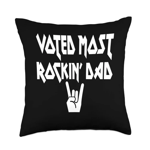 BDKR Fashion Voted Most Rockin Father's Day Best Dad Ever Rock Music Throw Pillow, 18x18, Multicolor