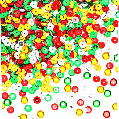 Kaiolbly Christmas Sequins for Crafts, 20000 Pieces Glitter Red Green Gold Silver Loose Cup Sequins Round Embroidery Sequins with Holes for Art Crafts DIY Christmas Gift Making Decorations(6mm)