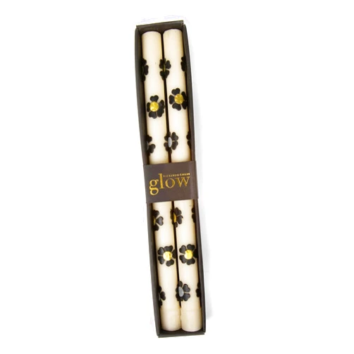 MacKenzie-Childs Mod Flower Dinner Candles - Set of 2 - Silver & Gold