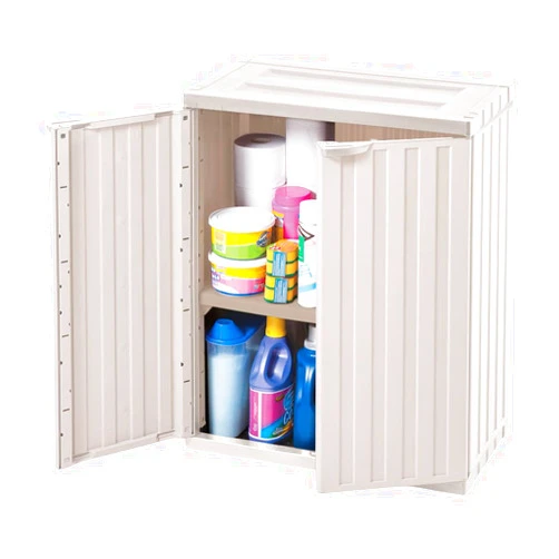YOPIDO Garage Organizer Plastic Container, 2 Levels, Almond
