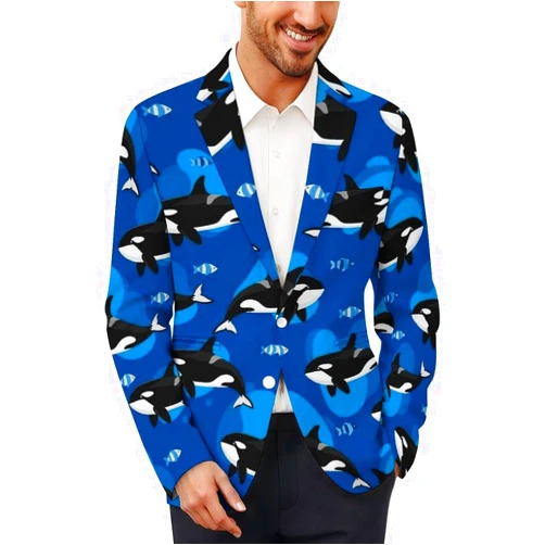 MZERSE Mens Jackets Holiday Party Blazer Formal Office Funny Lapel Sport Coats