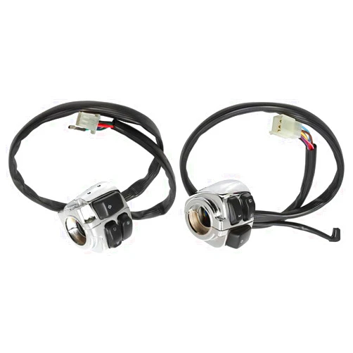 KACEPAR 25mm/1-inch ATV Motorcycle Start Kill Warning Light, Motorcycle Handlebar Control Switch Wiring Harness Horn Turn Signal Switch, Universal Handlebar Electric Fog Light Button - Chrome