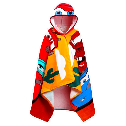 Disney Cars Hooded Towel 100% Cotton Kids Dress Up Lightning McQueen Poncho Beach Bath Towel Swimming Wrap