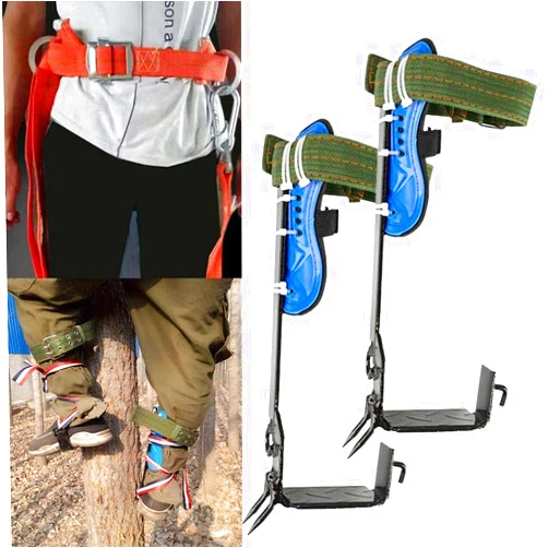 TFCFL Tree Climbing Tool Adjustable Lanyard Tree Pole Climb Spike Rope Rescue Tool Climbing Spikes Adjustable Climbing Tree Shoes Steel Adjustable Lanyard Rope Rescue Protective Belt